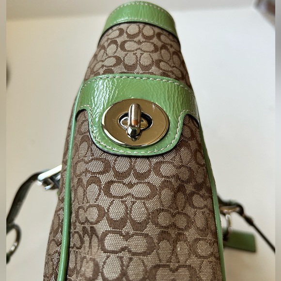 Coach Purse Tan Handbag Beige Blue Green Satchel D0849-F12344 Tote - Picture 16 of 16